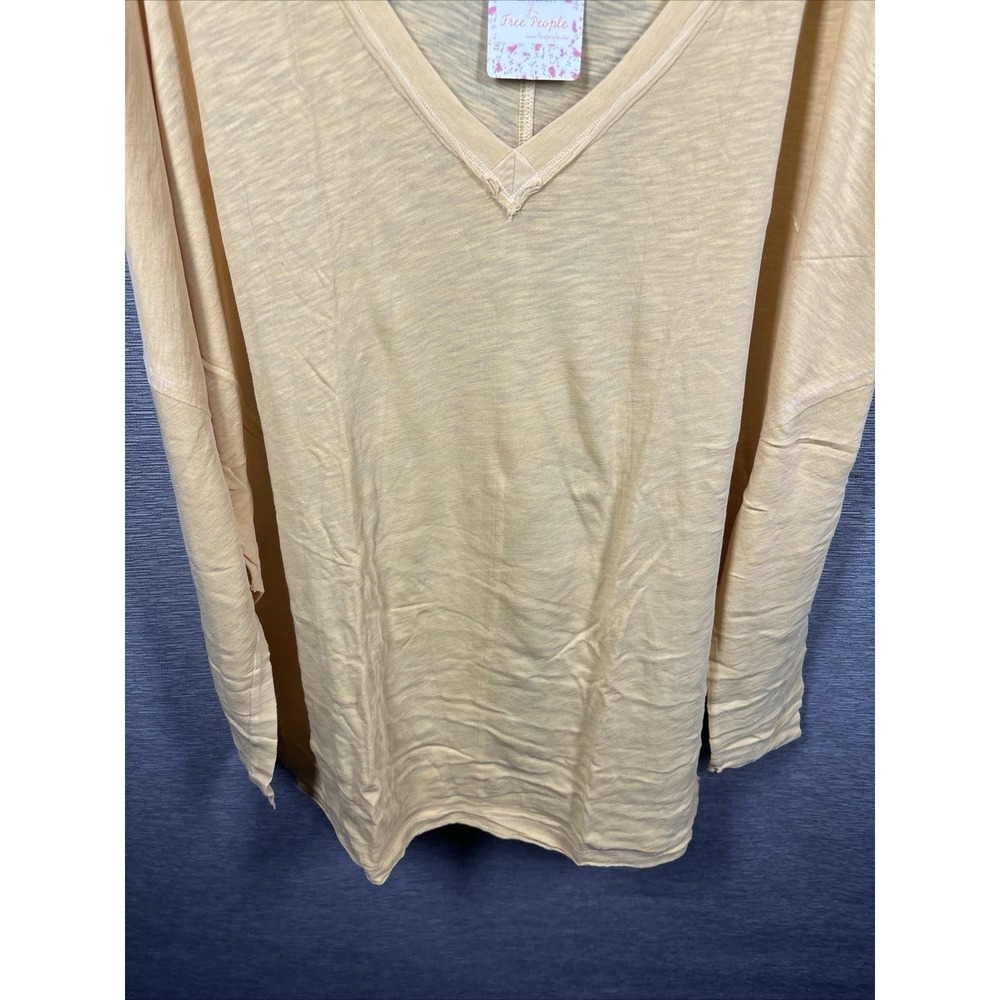 NEW Free People Women's On My Mind V-Neck Long Sleeve Shirt Camel/Yellow Size L - Picture 5 of 10